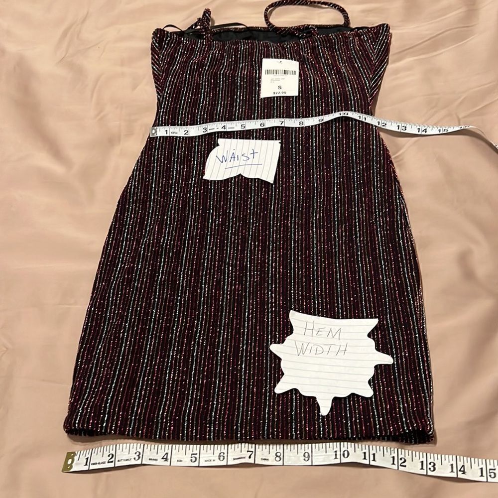 NWT forever 21 size small black sparkly bodycon dress with spaghetti straps - Picture 9 of 9
